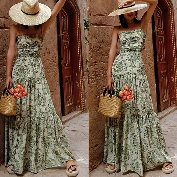 princess polly baby blue dress Bohemian Sleeveless Maxi Dress with Backless for Women main image 1